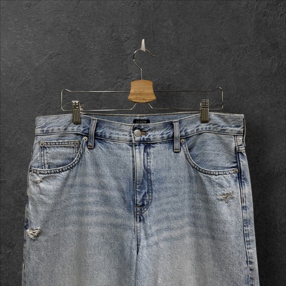 J.Crew 90s Vintage Baggy Jeans Light Wash Distressed Denim Womens Size 30 - Picture 3 of 13